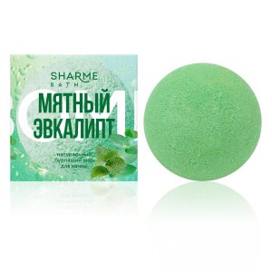 Натуральный бурлящий шар для ванны «Мятный эвкалипт» Sharme Bath, 200 г